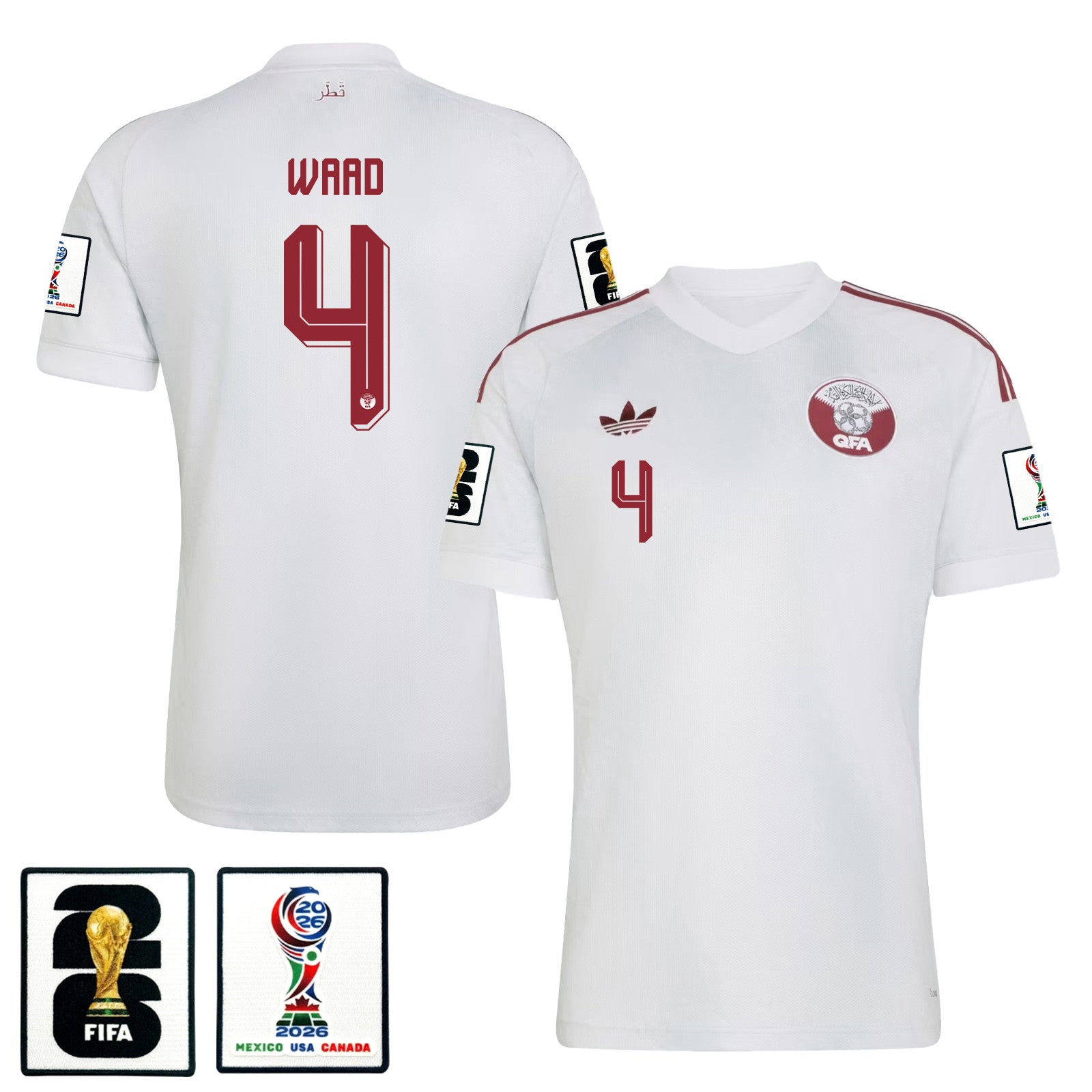 Mohammed Waad 4 Qatar National Team 2026 Away Jersey - White, Men