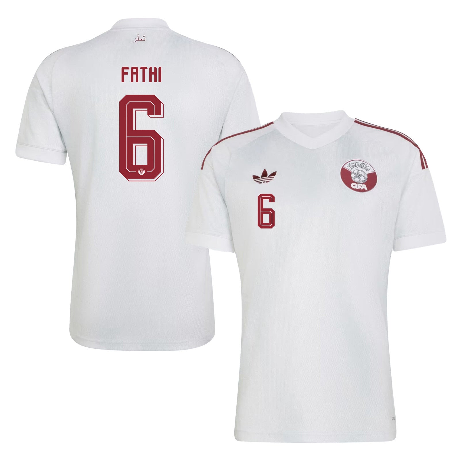 Ahmed Fathi 6 Qatar National Team 2026 Away Jersey - White, Men