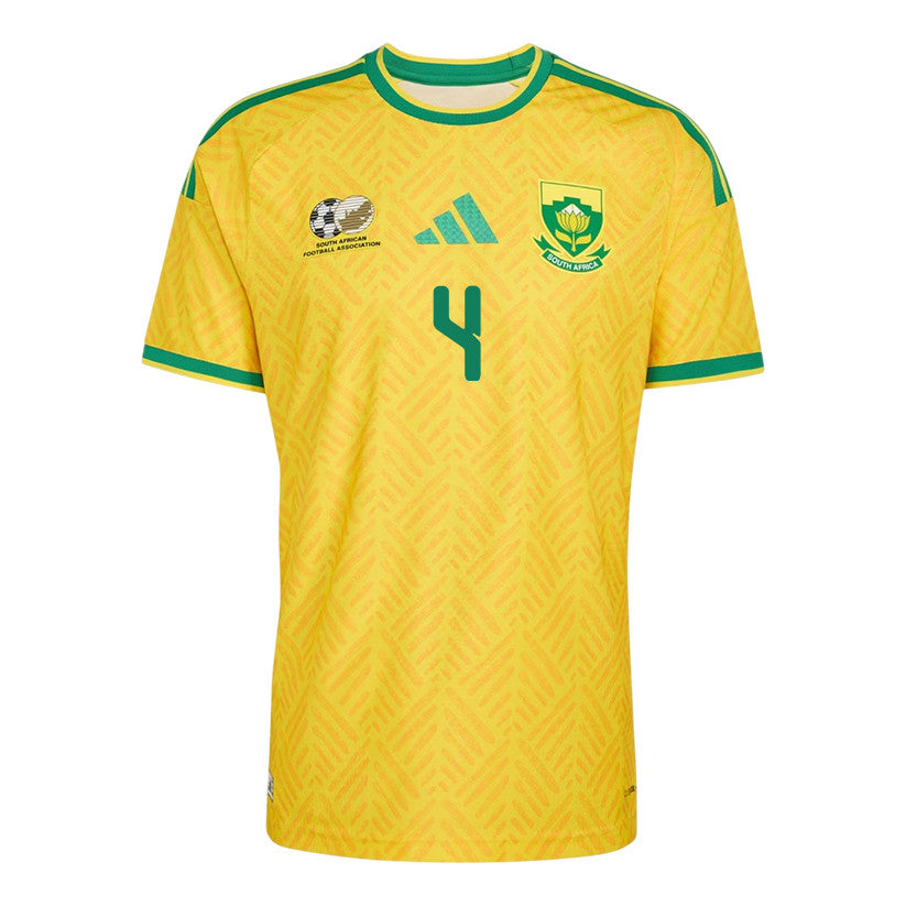 Teboho Mokoena 4 South Africa National Team 2026 Home Jersey - Yellow, Men