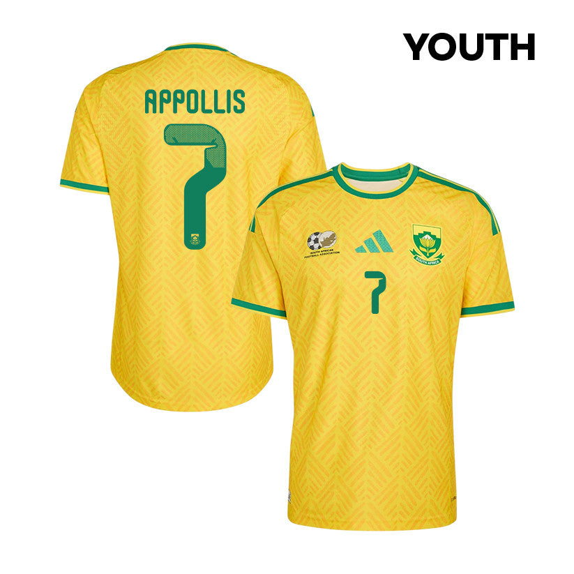 Oswin Appollis 7 Youth South Africa National Team 2026 Home Jersey - Yellow