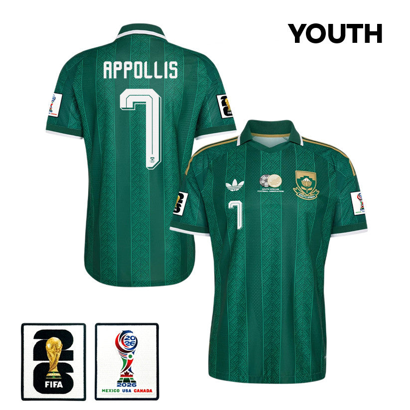 Oswin Appollis 7 Youth South Africa National Team 2026 Away Jersey - Green