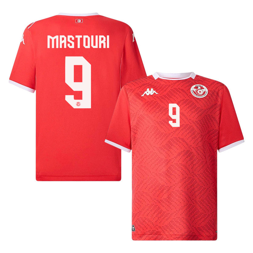 Hazem Mastouri 9 Tunisia National Team 2026 Home Jersey - Red, Men