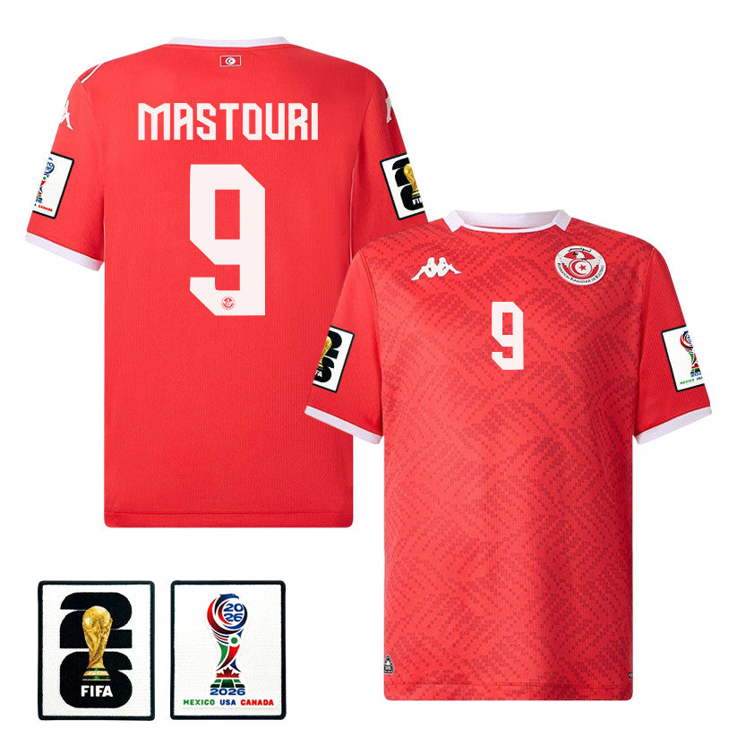 Hazem Mastouri 9 Tunisia National Team 2026 Home Jersey - Red, Men