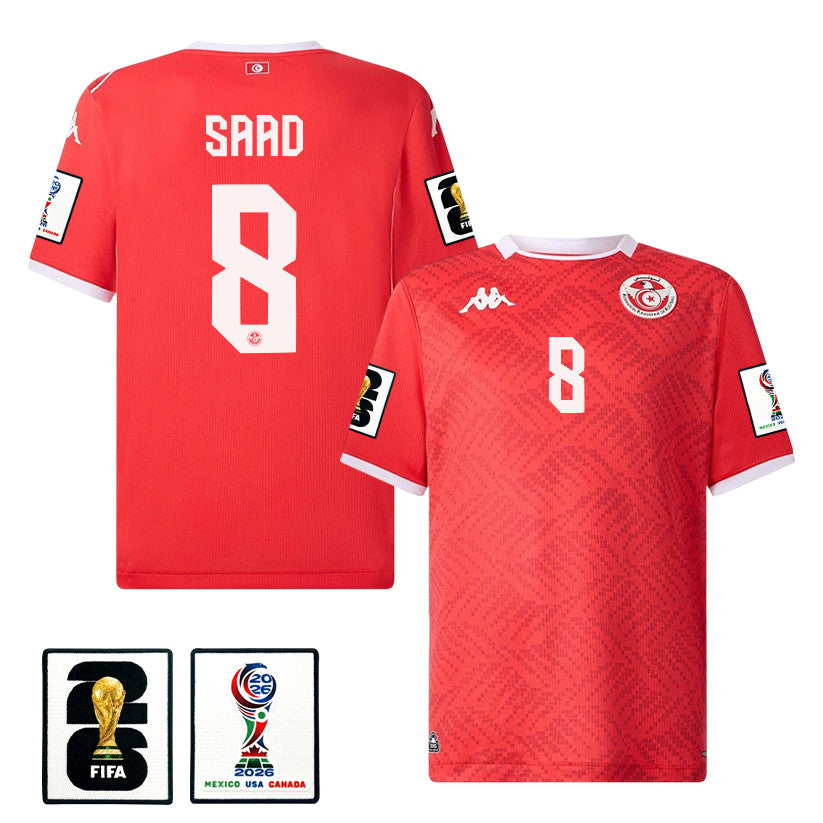 Elias Saad 8 Tunisia National Team 2026 Home Jersey - Red, Men