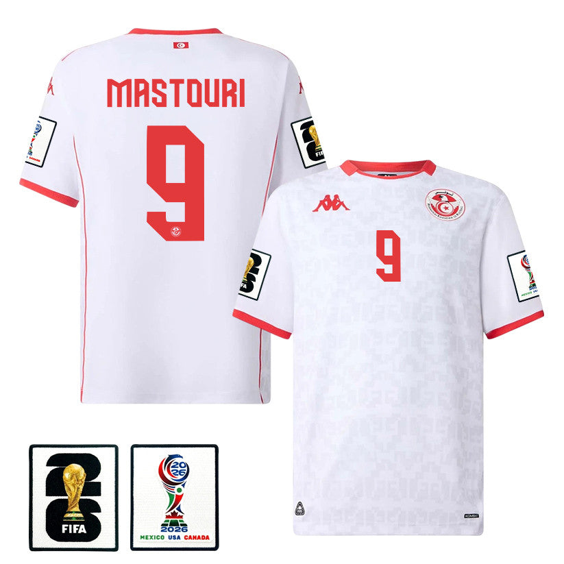 Hazem Mastouri 9 Tunisia National Team 2026 Away Jersey - White, Men