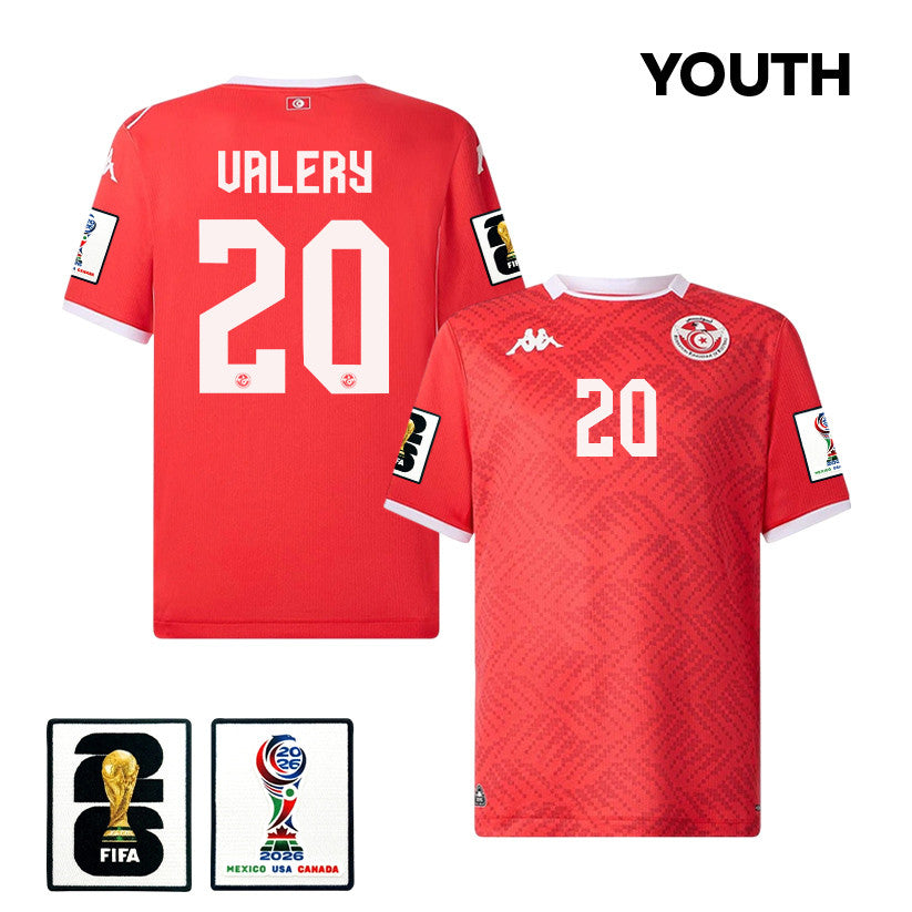 Yan Valery 20 Youth Tunisia National Team 2026 Home Jersey - Red