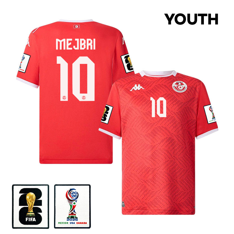 Hannibal Mejbri 10 Youth Tunisia National Team 2026 Home Jersey - Red