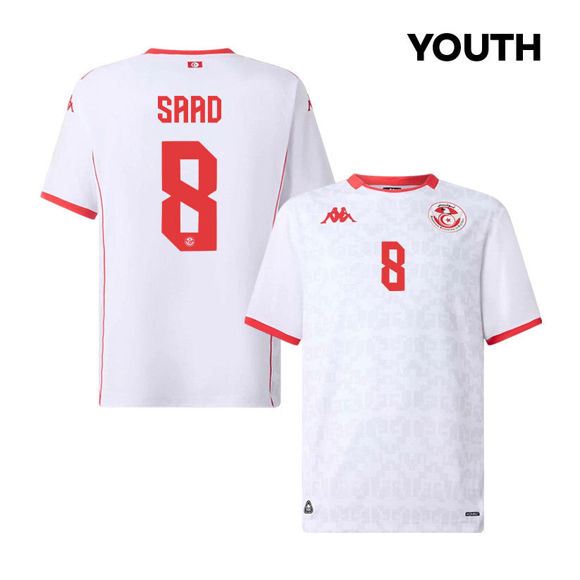Elias Saad 8 Youth Tunisia National Team 2026 Away Jersey - White
