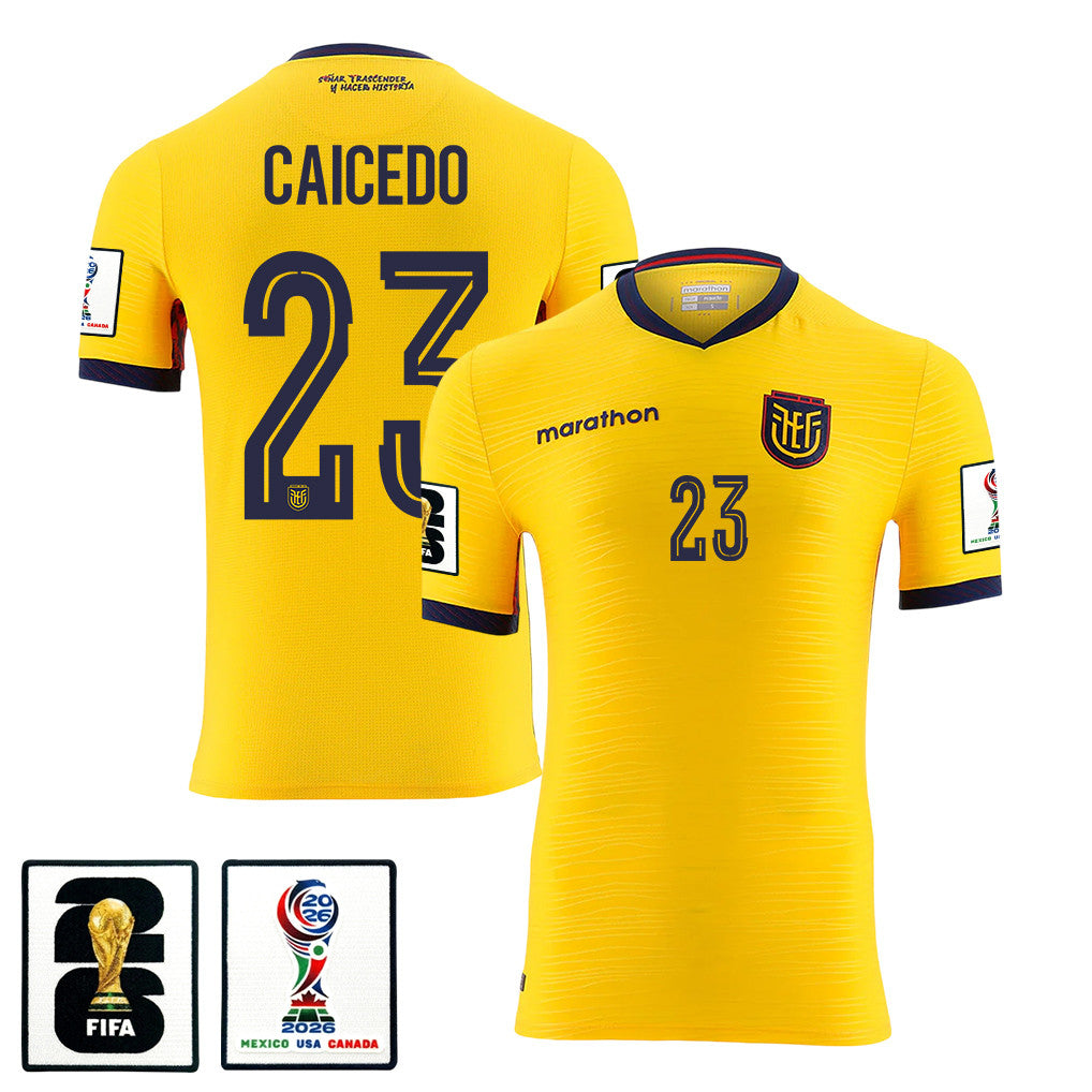 Moisés Caicedo 23 Ecuador National Team 2026 Home Jersey - Yellow, Men
