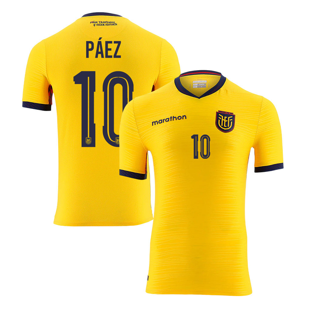 Kendry Páez 10 Ecuador National Team 2026 Home Jersey - Yellow, Men