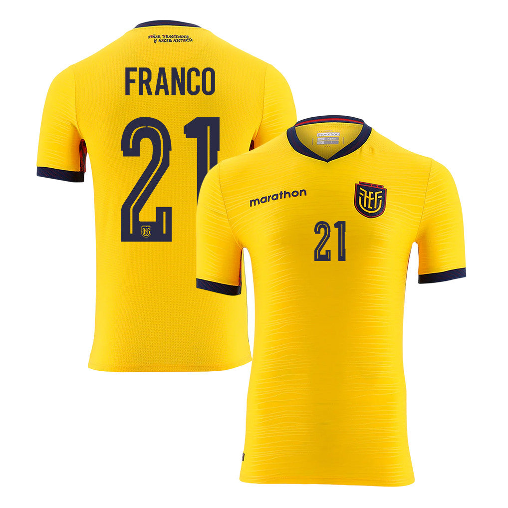 Alan Franco 21 Ecuador National Team 2026 Home Jersey - Yellow, Men