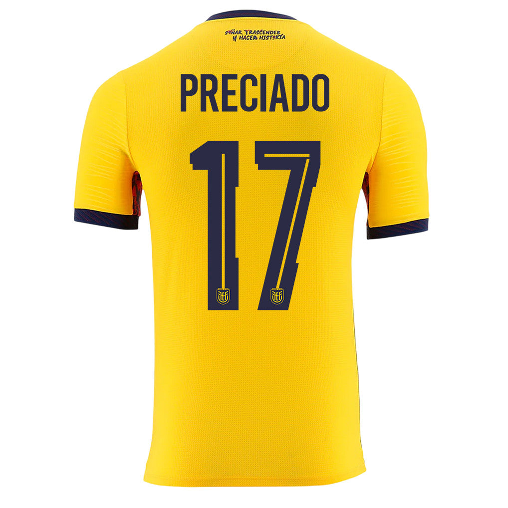 Angelo Preciado 17 Ecuador National Team 2026 Home Jersey - Yellow, Men