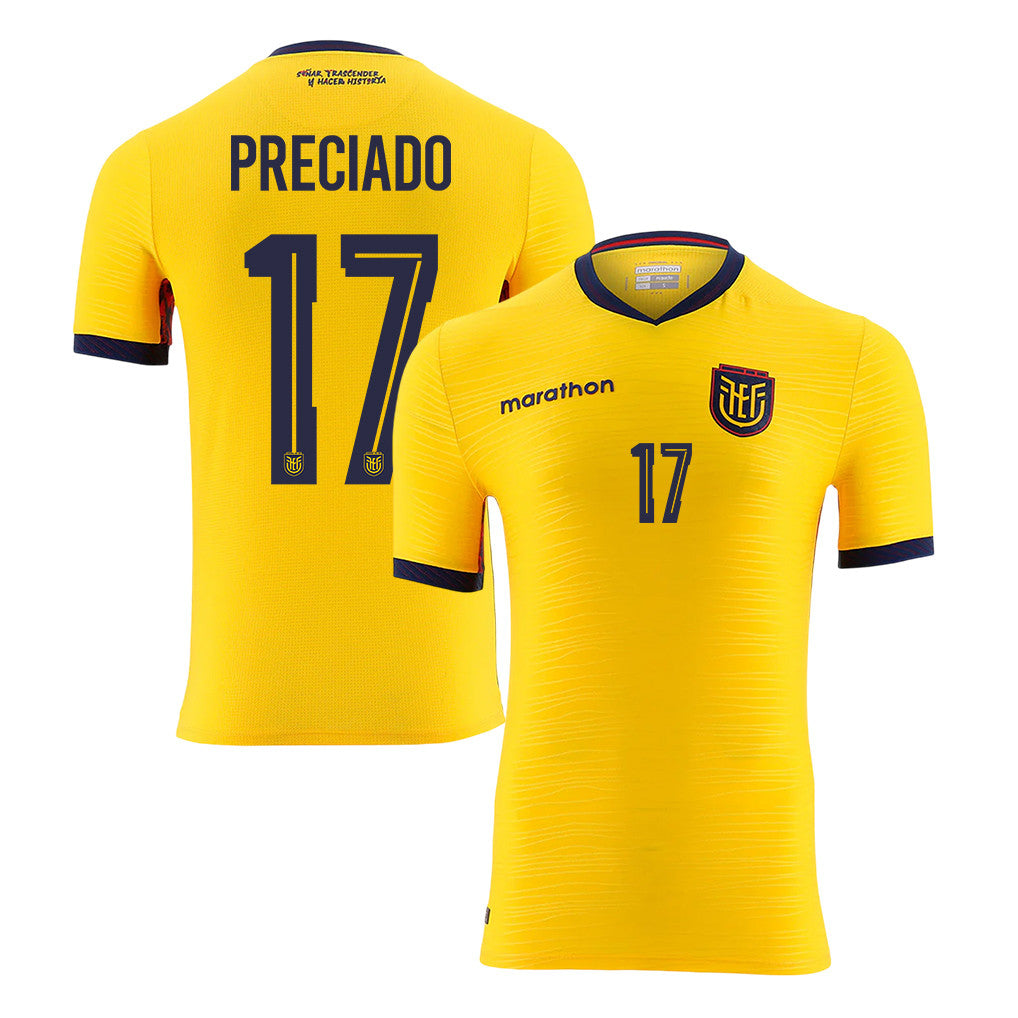 Angelo Preciado 17 Ecuador National Team 2026 Home Jersey - Yellow, Men