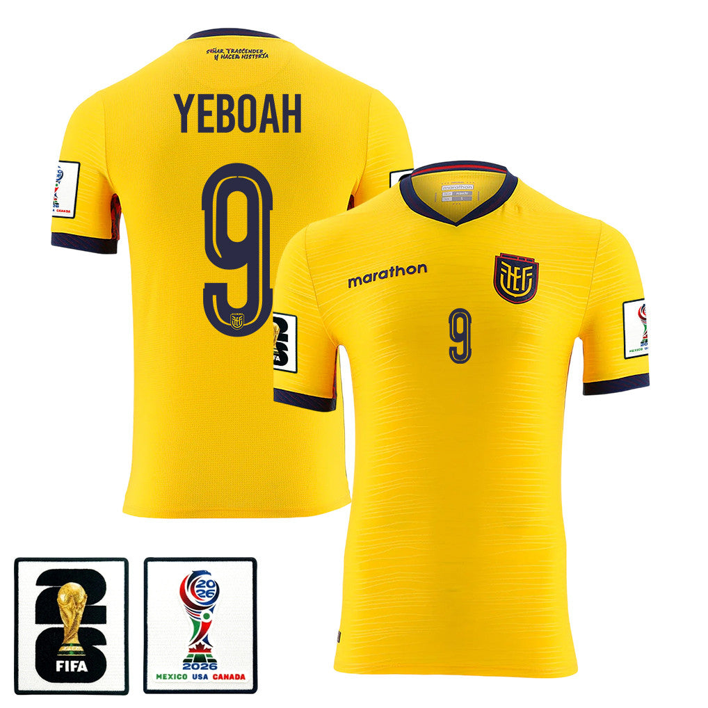 John Yeboah 9 Ecuador National Team 2026 Home Jersey - Yellow, Men