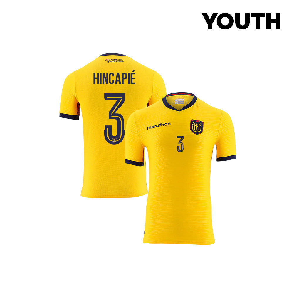 Piero Hincapié 3 Youth Ecuador National Team 2026 Home Jersey - Yellow