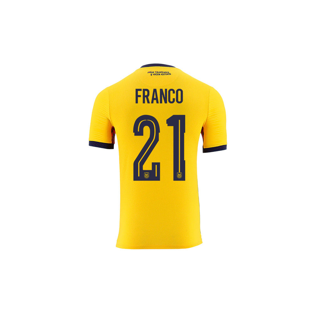 Alan Franco 21 Youth Ecuador National Team 2026 Home Jersey - Yellow