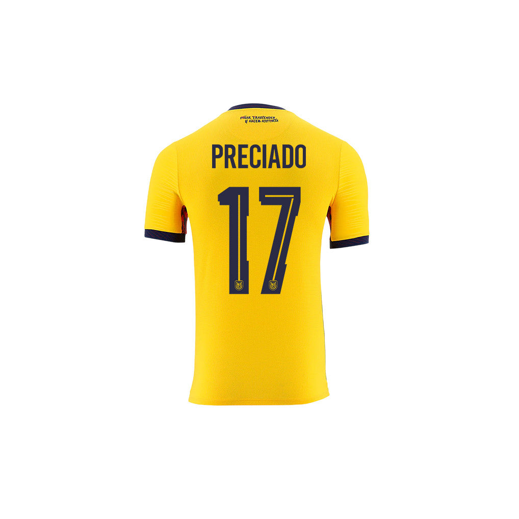 Angelo Preciado 17 Youth Ecuador National Team 2026 Home Jersey - Yellow