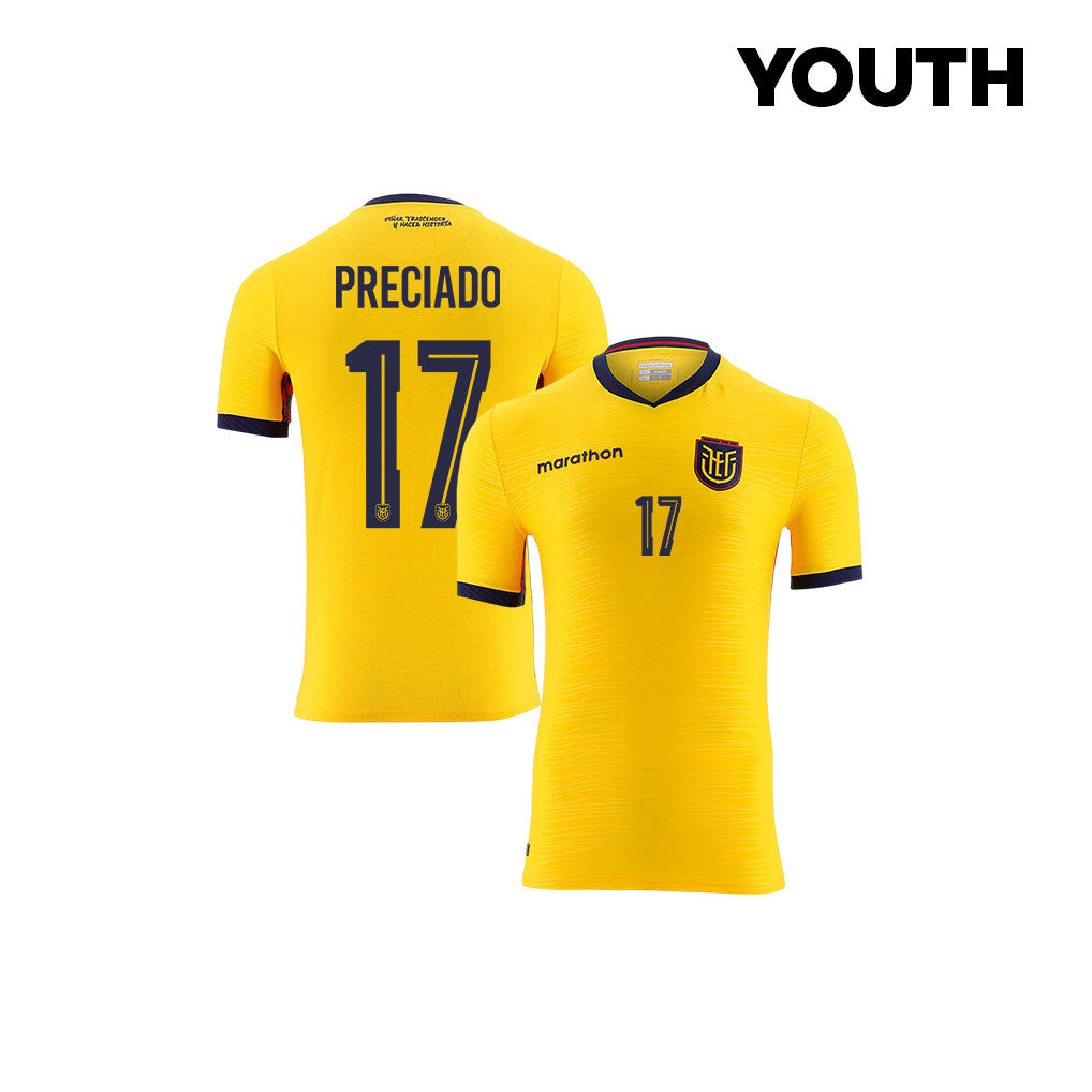Angelo Preciado 17 Youth Ecuador National Team 2026 Home Jersey - Yellow