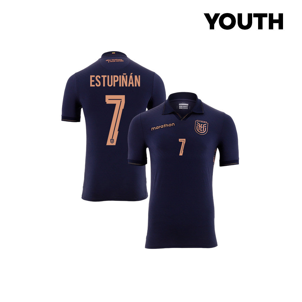 Pervis Estupiñán 7 Youth Ecuador National Team 2026 Away Jersey - Navy