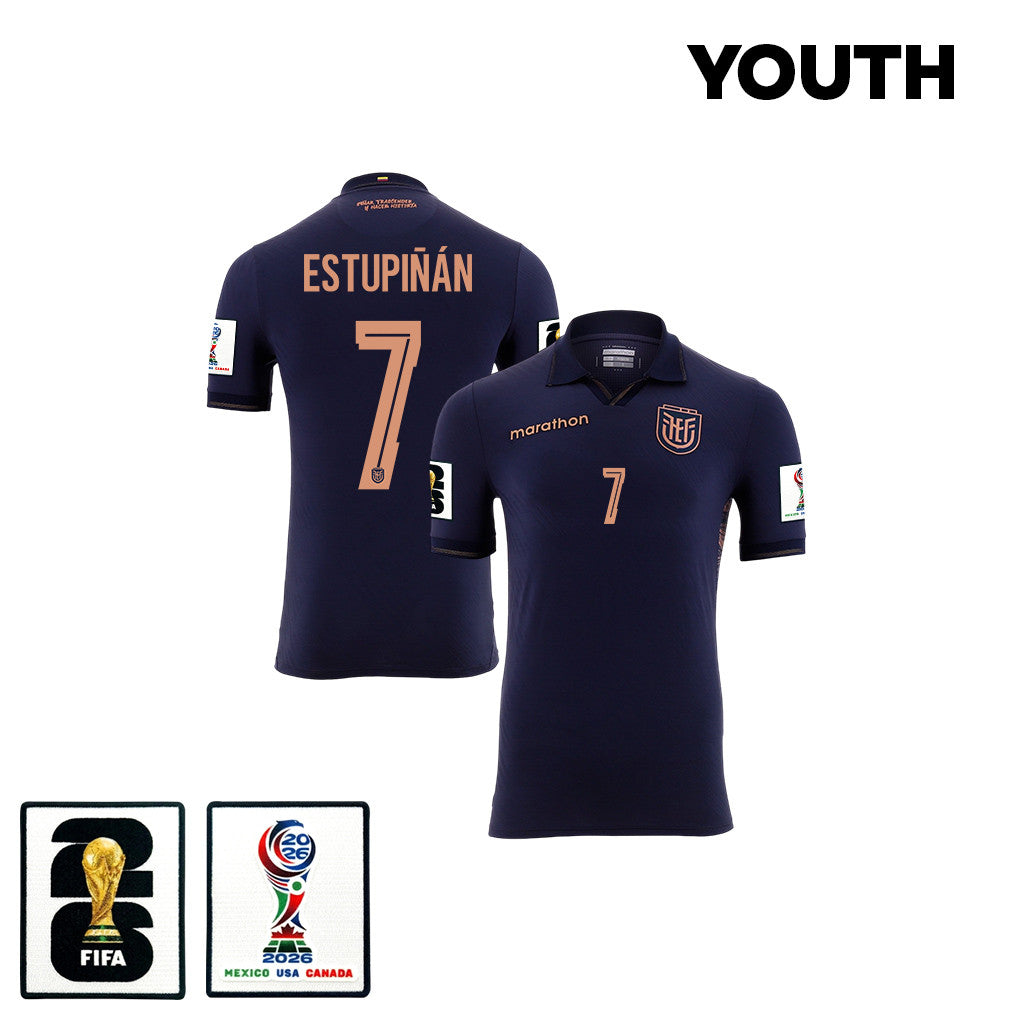 Pervis Estupiñán 7 Youth Ecuador National Team 2026 Away Jersey - Navy