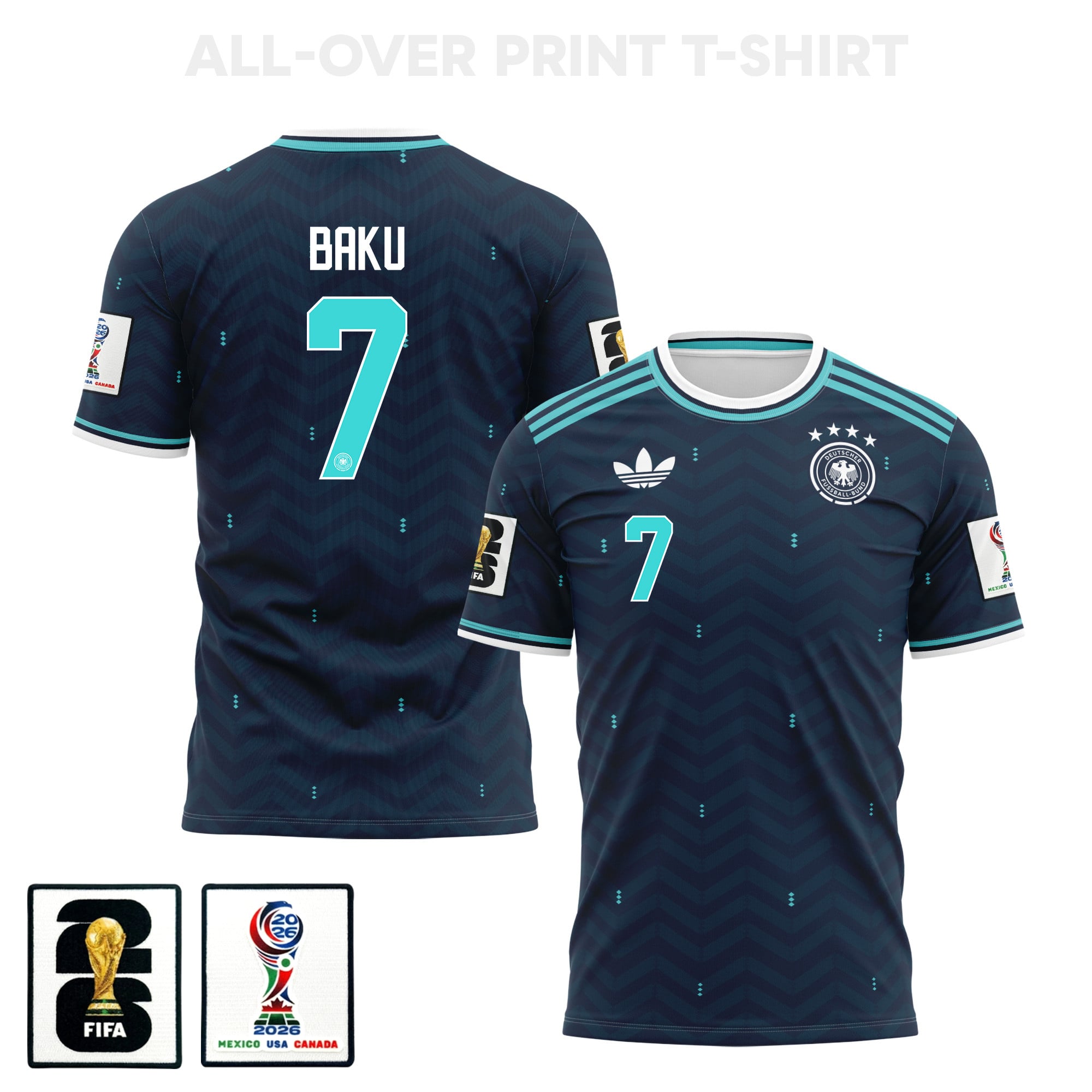 Bote Baku 7 Germany 2026 Away 3D T-Shirt Fully Printed – Unisex, Navy