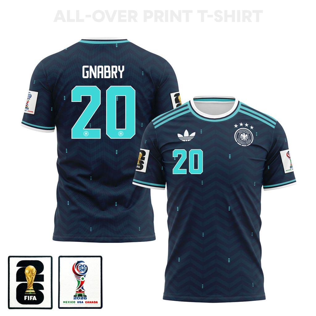Serge Gnabry 20 Germany 2026 Away 3D T-Shirt Fully Printed – Unisex, Navy