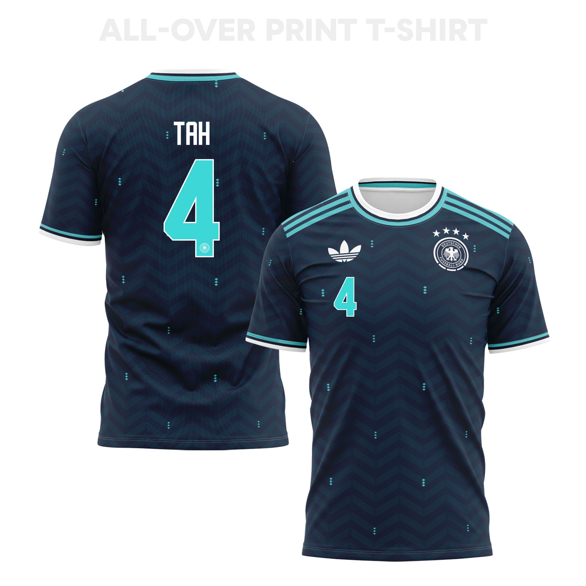 Jonathan Tah 4 Germany 2026 Away 3D T-Shirt Fully Printed – Unisex, Navy