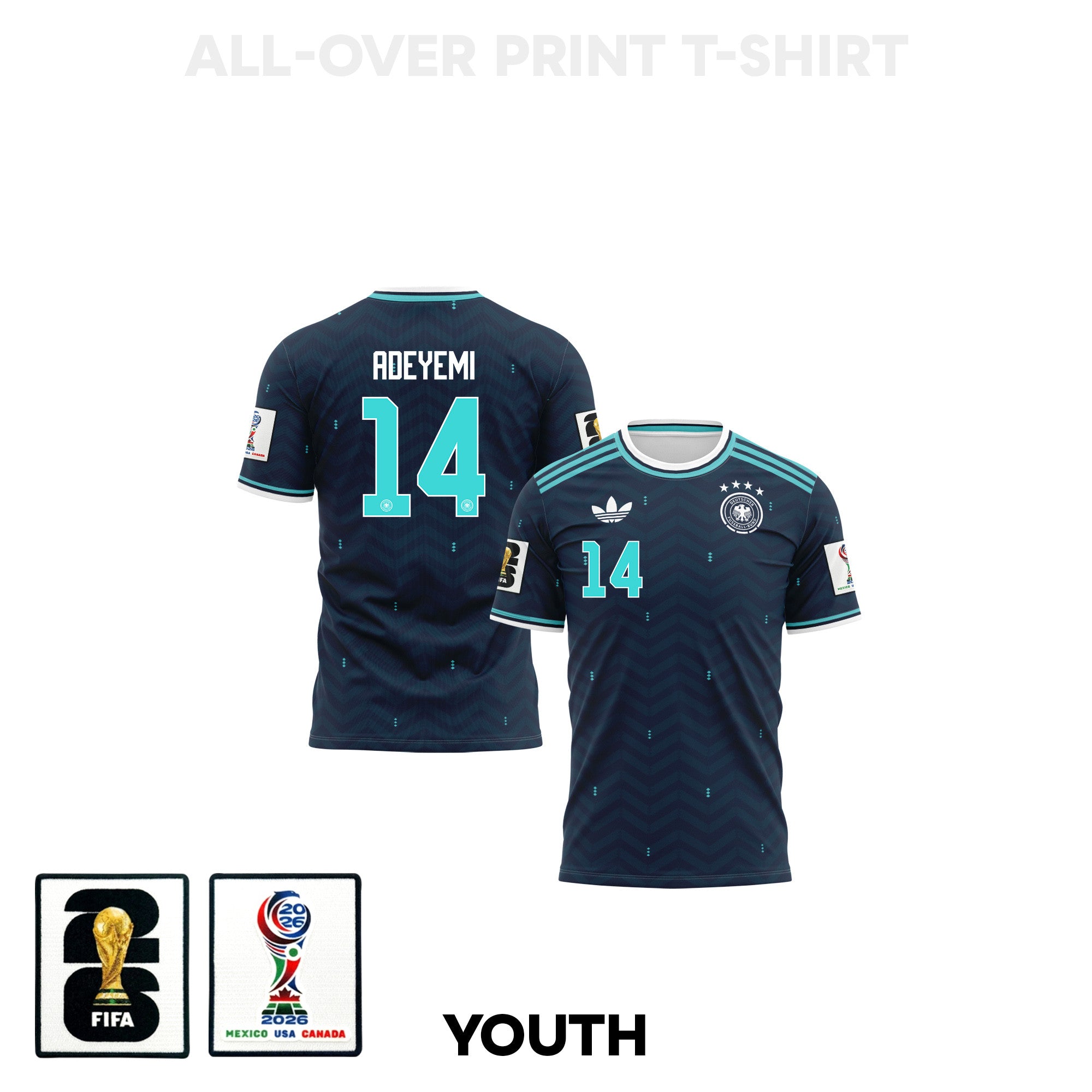 Karim Adeyemi 14 Youth Germany 2026 Away 3D T-shirt Fully Printed – Navy