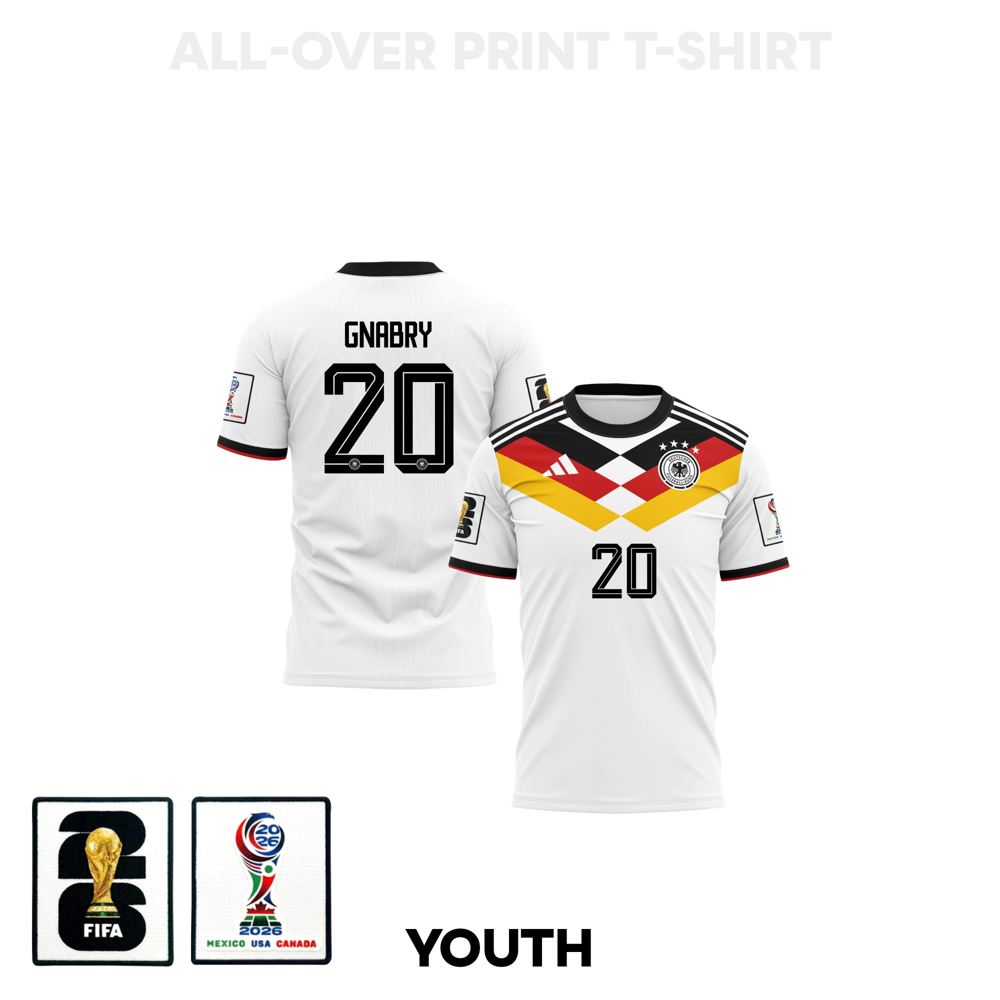Serge Gnabry 20 Youth Germany 2026 Home 3D T-shirt Fully Printed – White