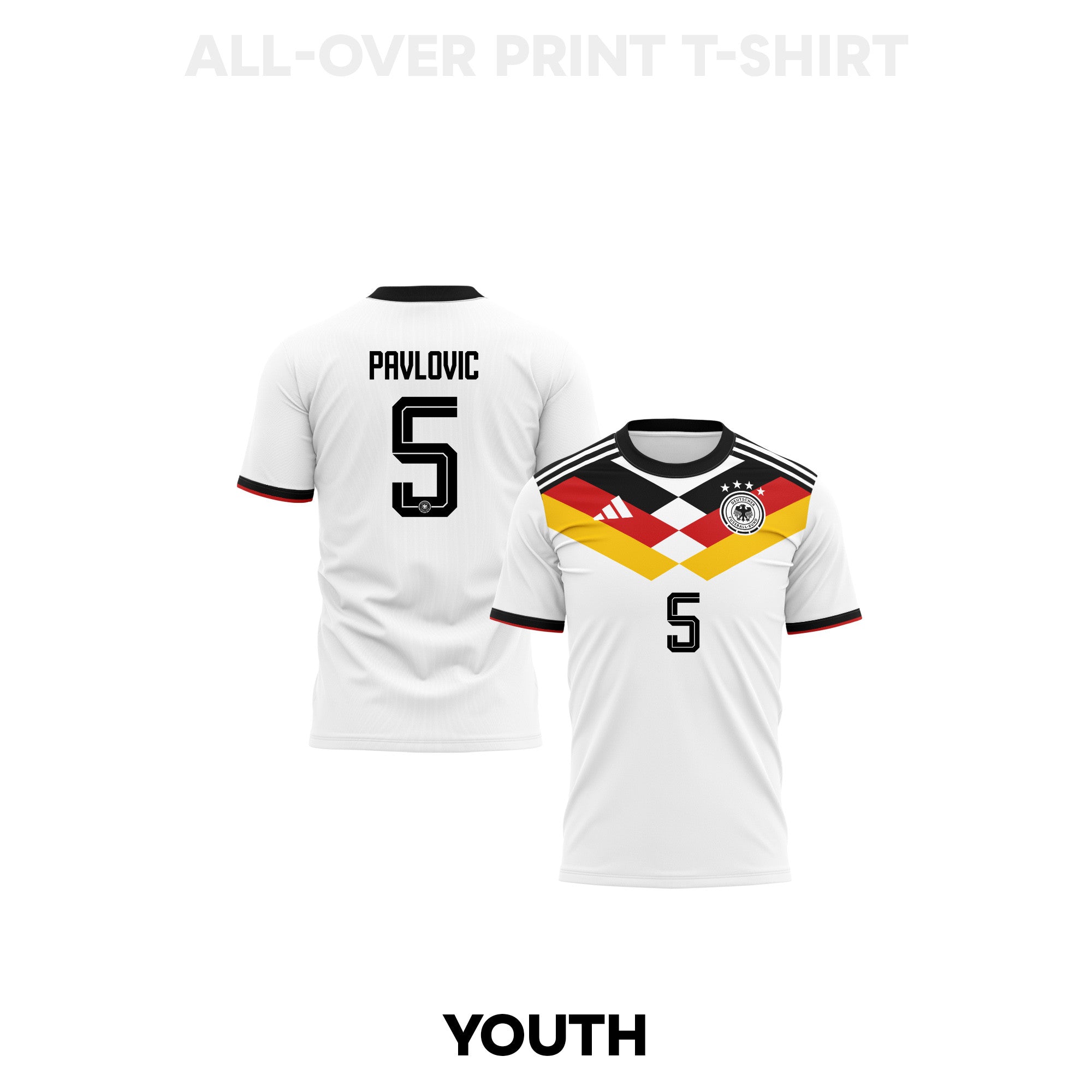 Aleksandar Pavlović 5 Youth Germany 2026 Home 3D T-shirt Fully Printed – White