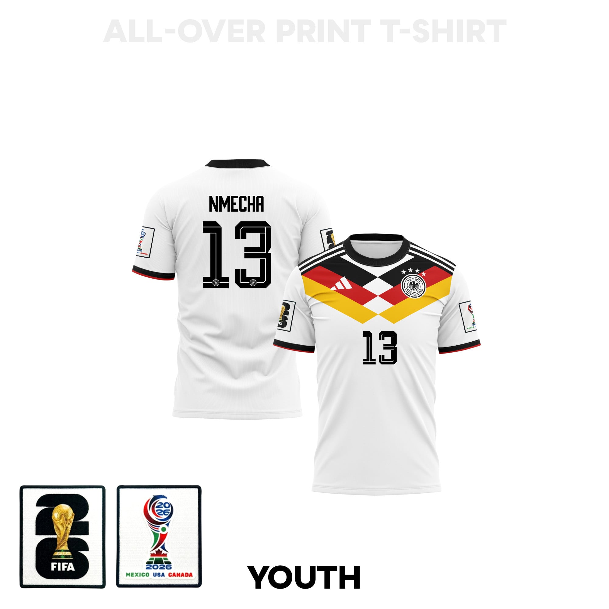 Felix Nmecha 13 Youth Germany 2026 Home 3D T-shirt Fully Printed – White