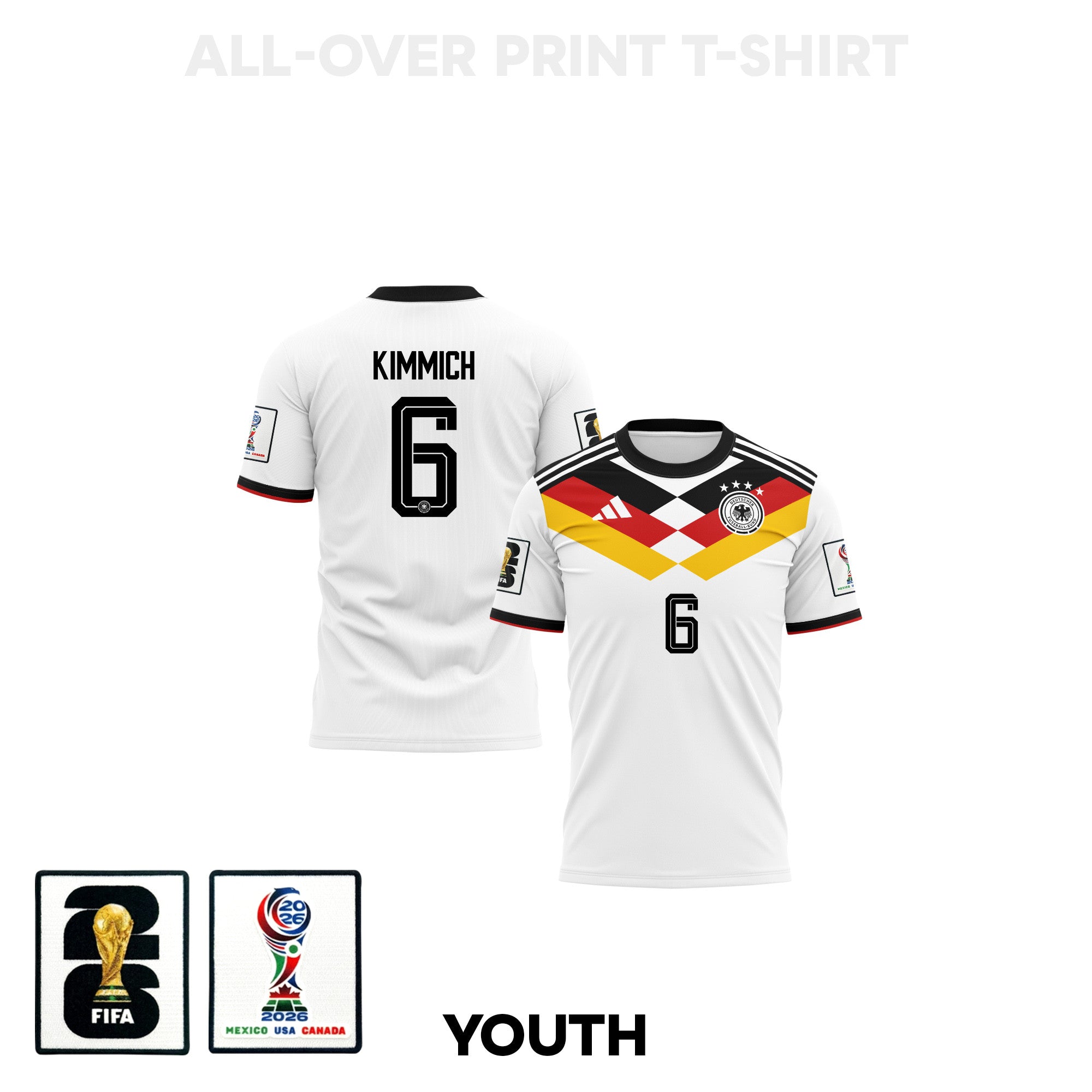Joshua Kimmich 6 Youth Germany 2026 Home 3D T-shirt Fully Printed – White