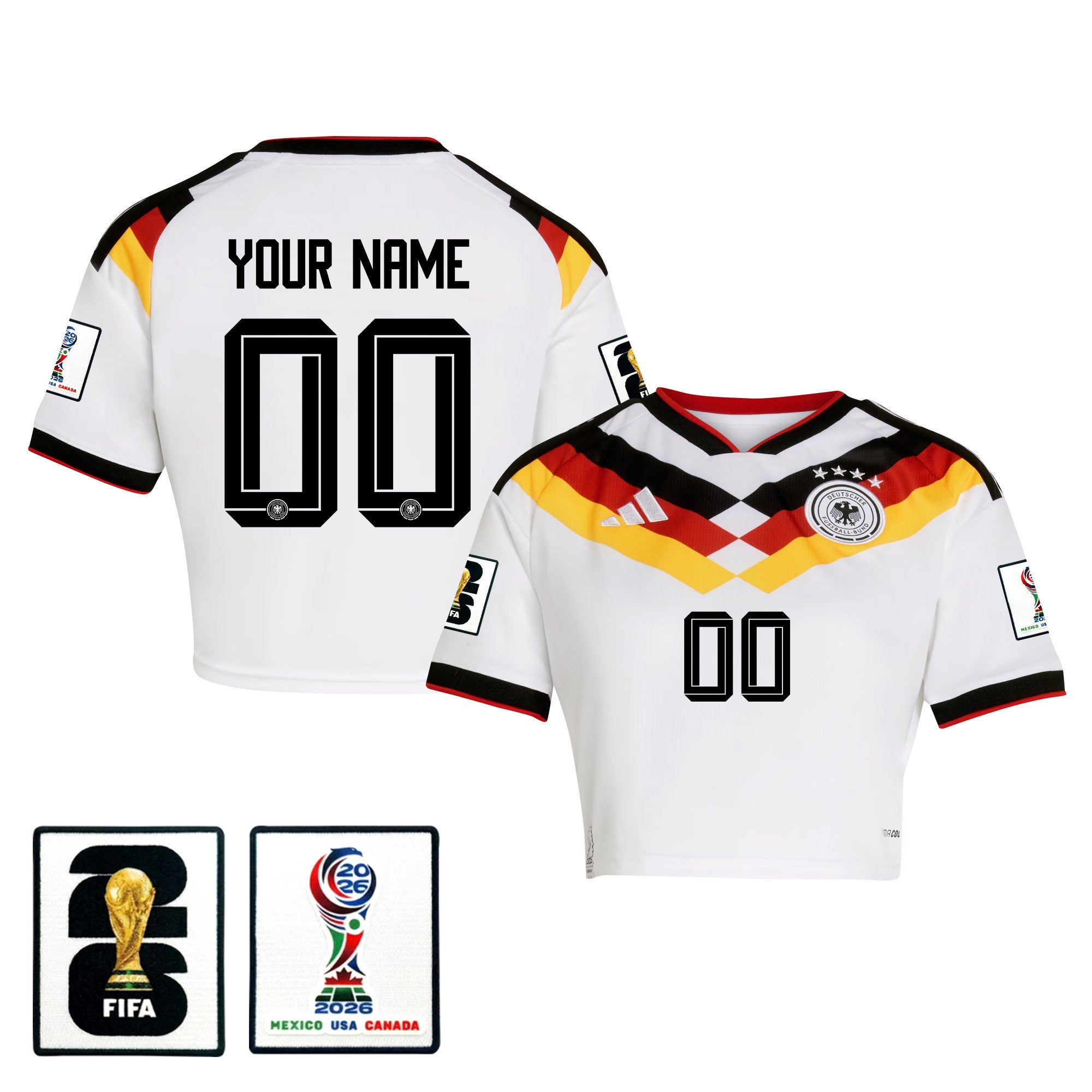 Germany 2026 Home Personalized Women's Cropped Jersey - White