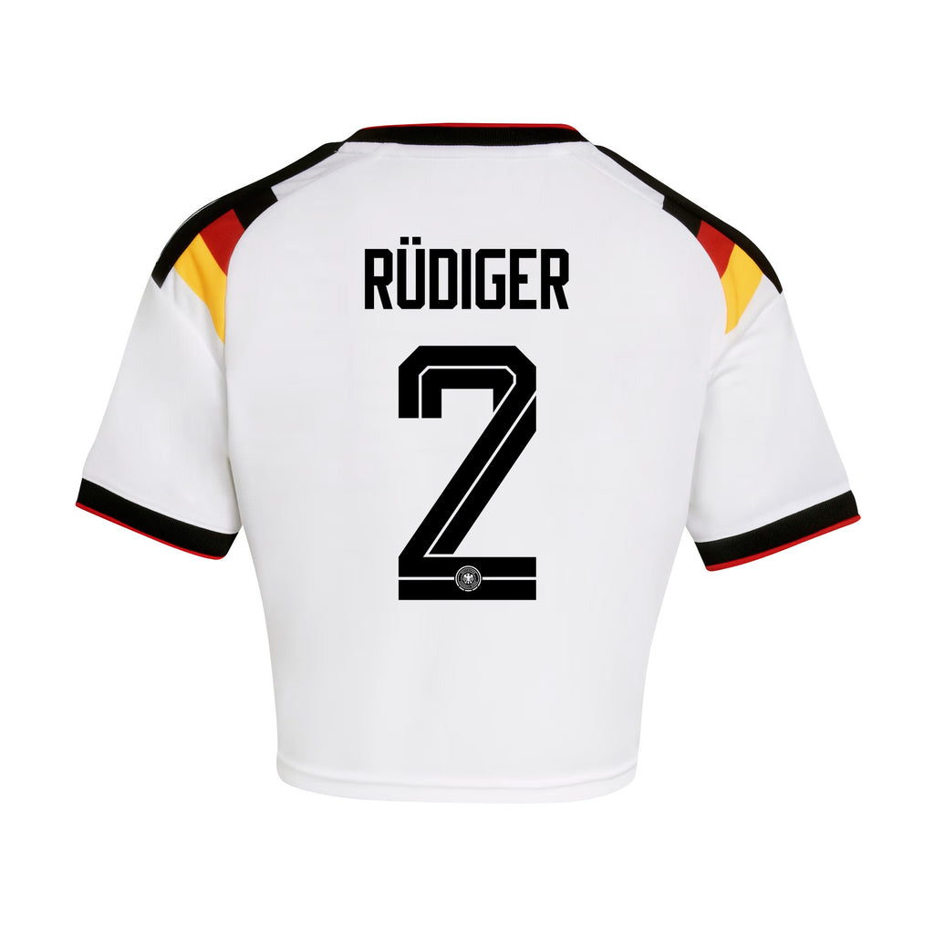 Antonio Rüdiger 2 Germany 2026 Home Women's Cropped Jersey - White