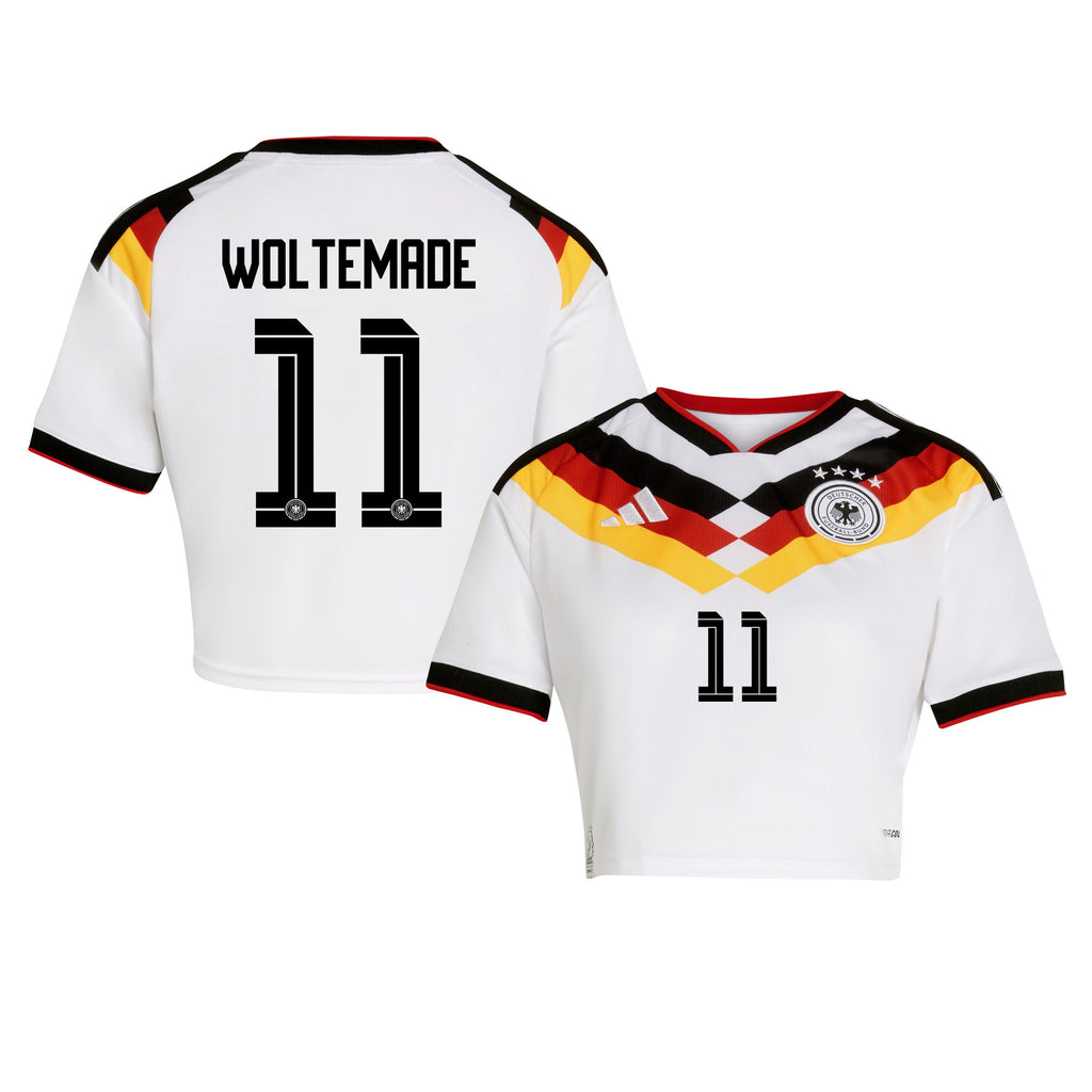 Nick Woltemade 11 Germany 2026 Home Women's Cropped Jersey - White