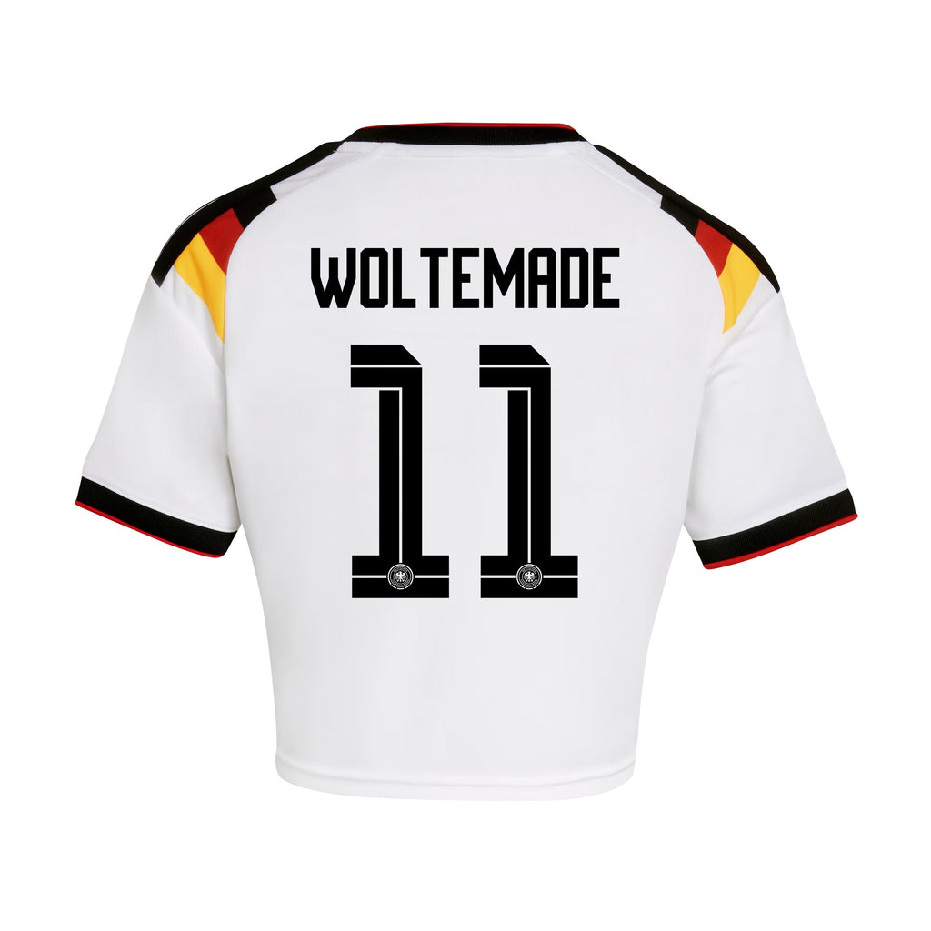 Nick Woltemade 11 Germany 2026 Home Women's Cropped Jersey - White