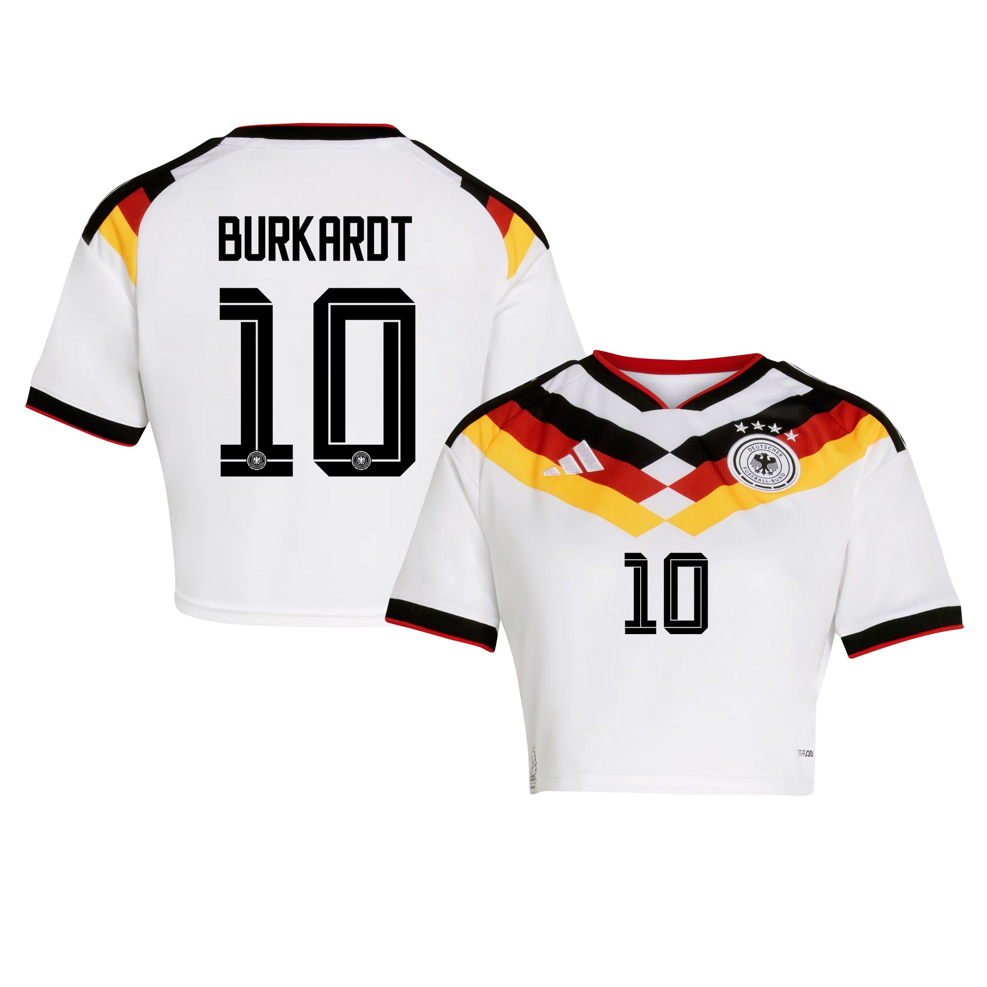 Jonathan Burkardt 10 Germany 2026 Home Women's Cropped Jersey - White