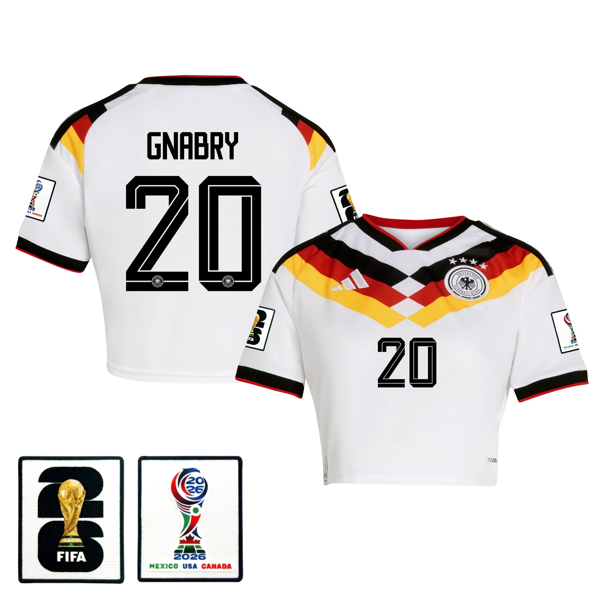 Serge Gnabry 20 Germany 2026 Home Women's Cropped Jersey - White