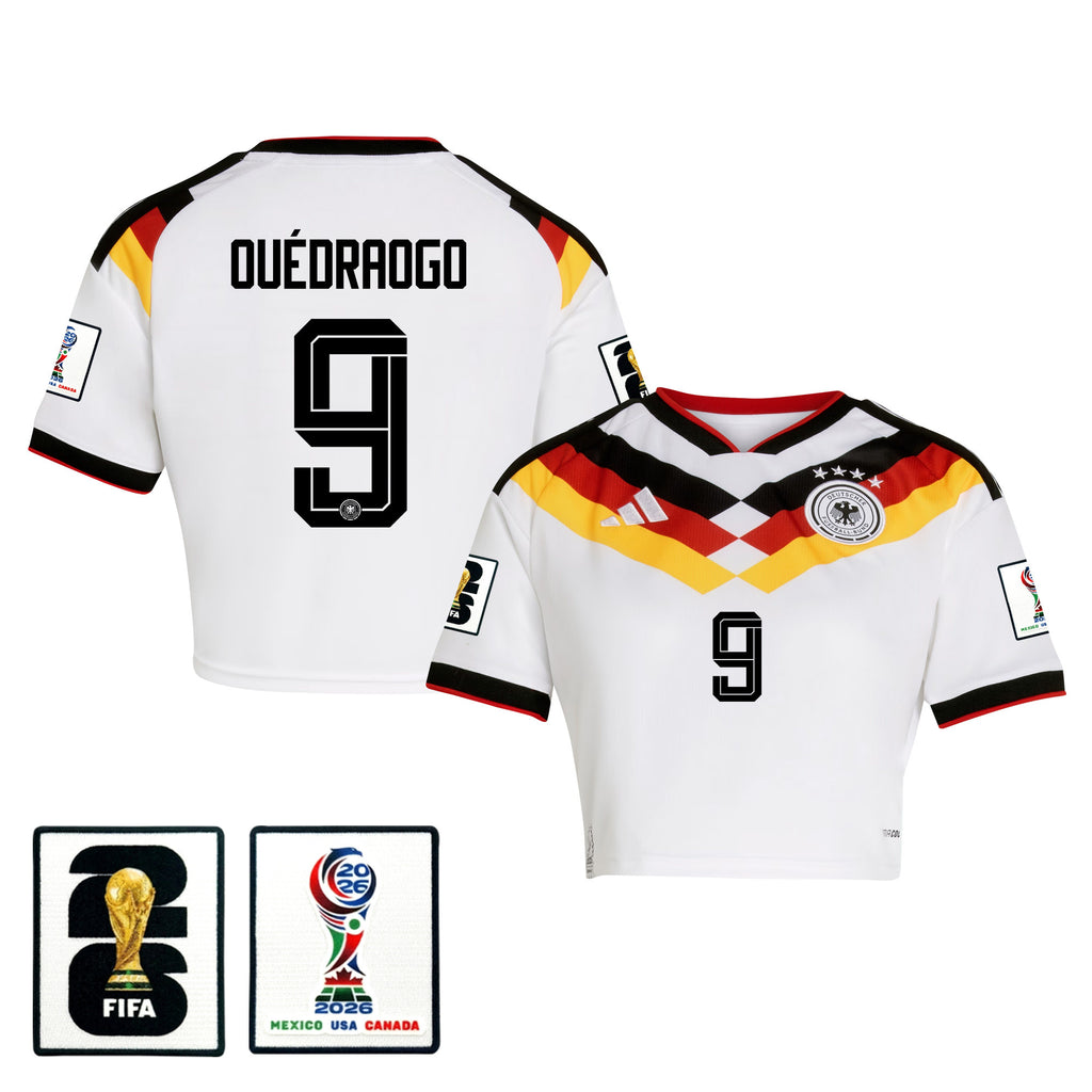 Assan Ouédraogo 9 Germany 2026 Home Women's Cropped Jersey - White