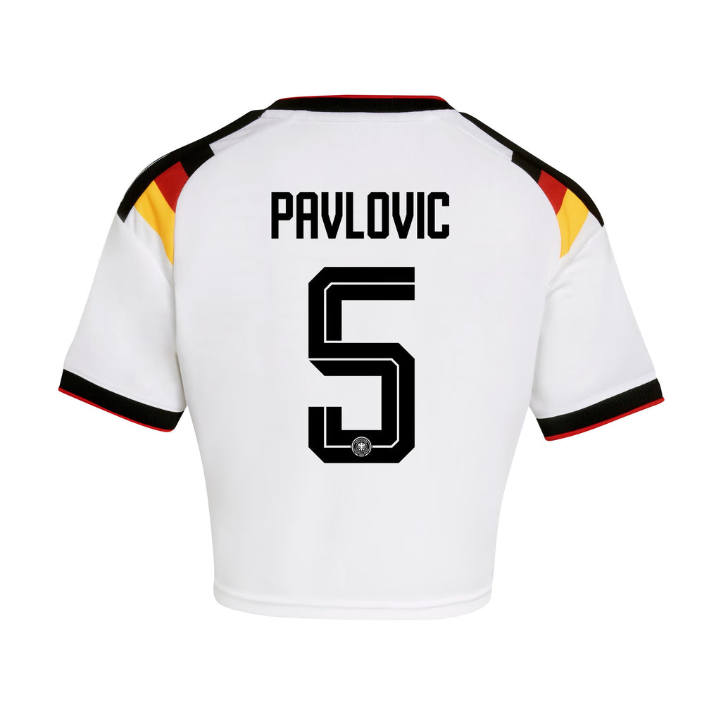 Aleksandar Pavlović 5 Germany 2026 Home Women's Cropped Jersey - White