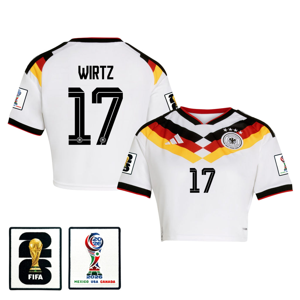 Florian Wirtz 17 Germany 2026 Home Women's Cropped Jersey - White