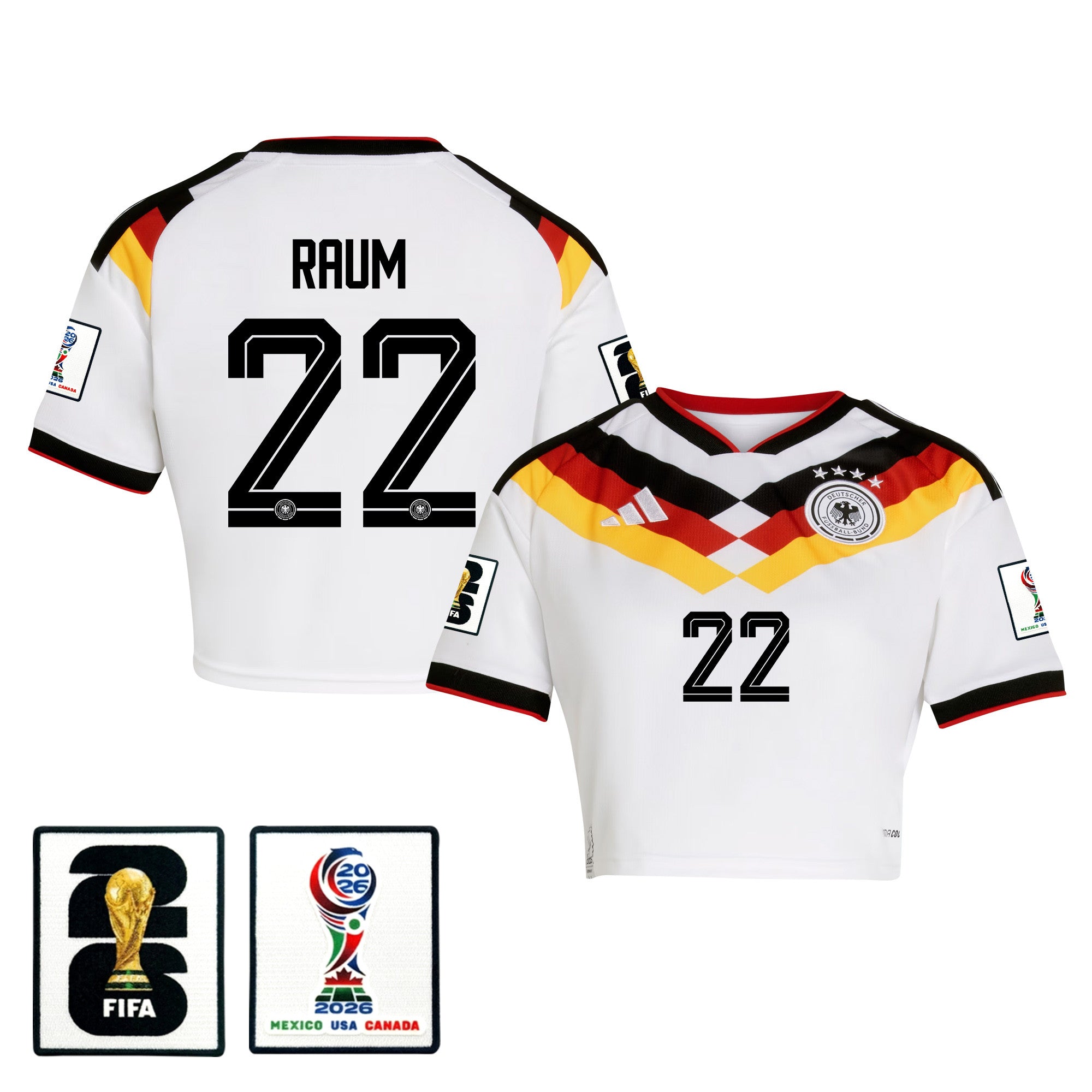 David Raum 22 Germany 2026 Home Women's Cropped Jersey - White