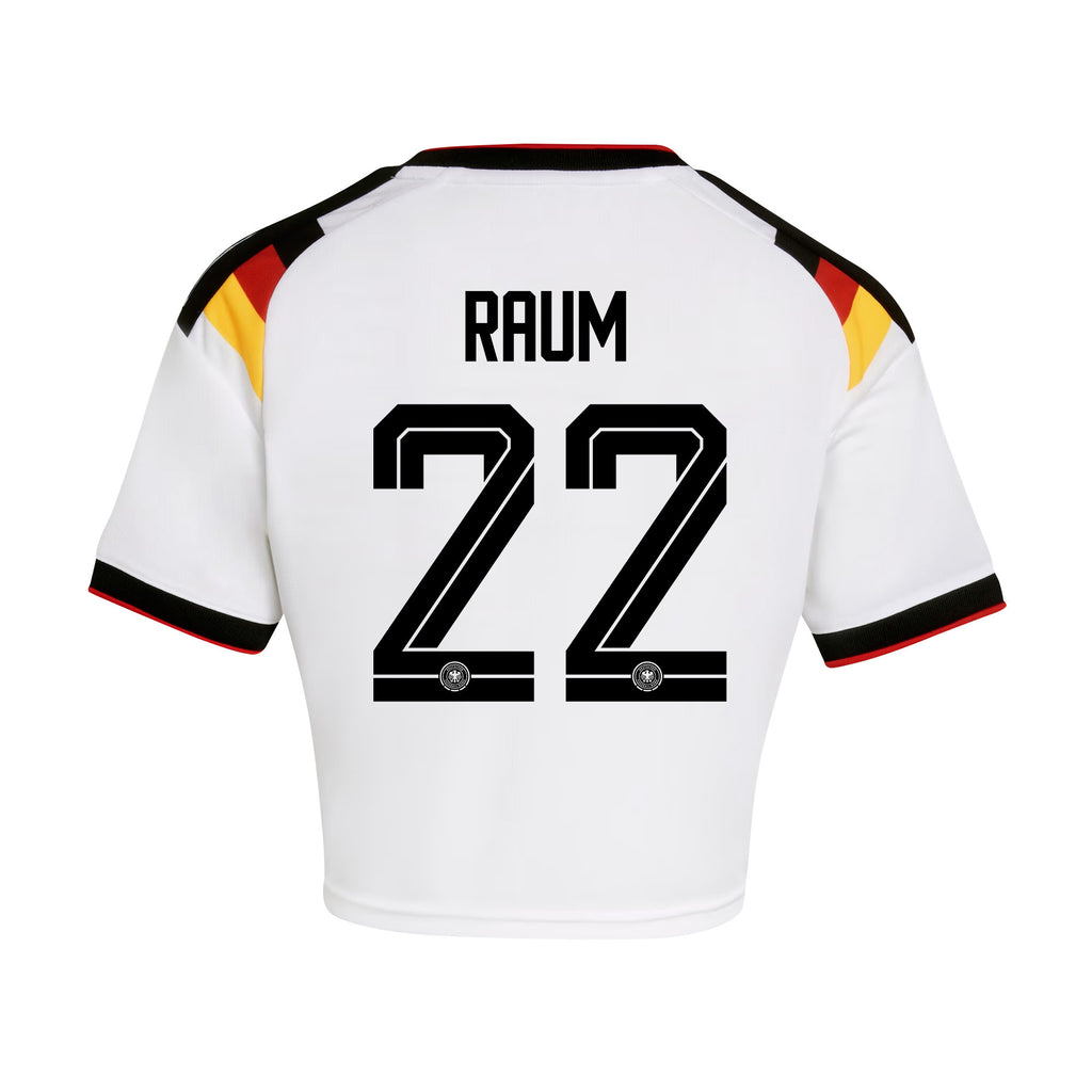 David Raum 22 Germany 2026 Home Women's Cropped Jersey - White