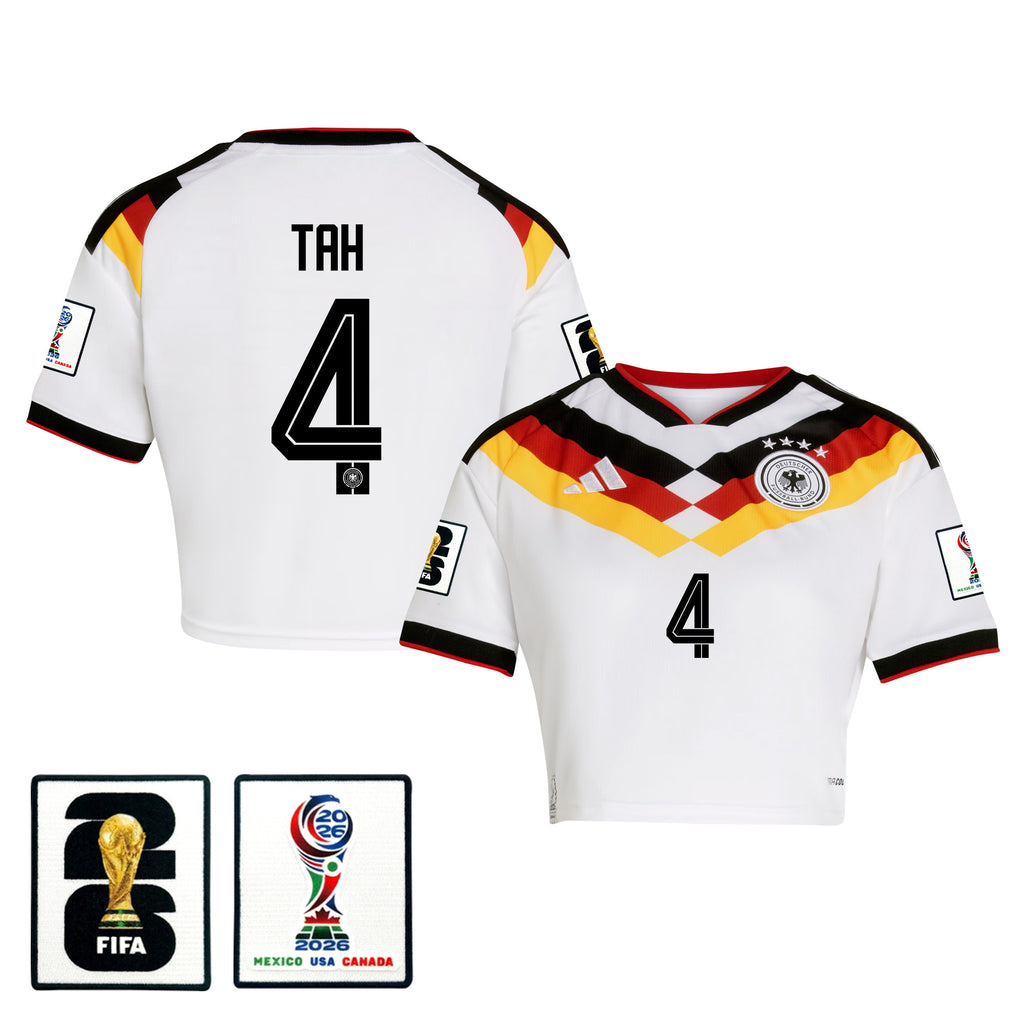 Jonathan Tah 4 Germany 2026 Home Women's Cropped Jersey - White