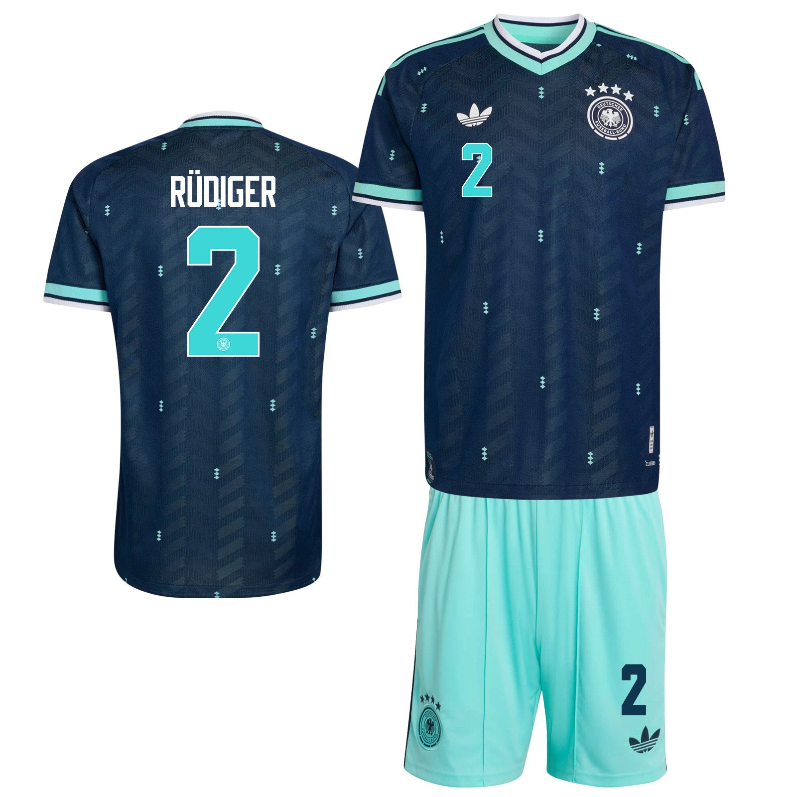 Antonio Rüdiger 2 Germany 2026 Away Men Jersey & Shorts Set – Navy & Aqua
