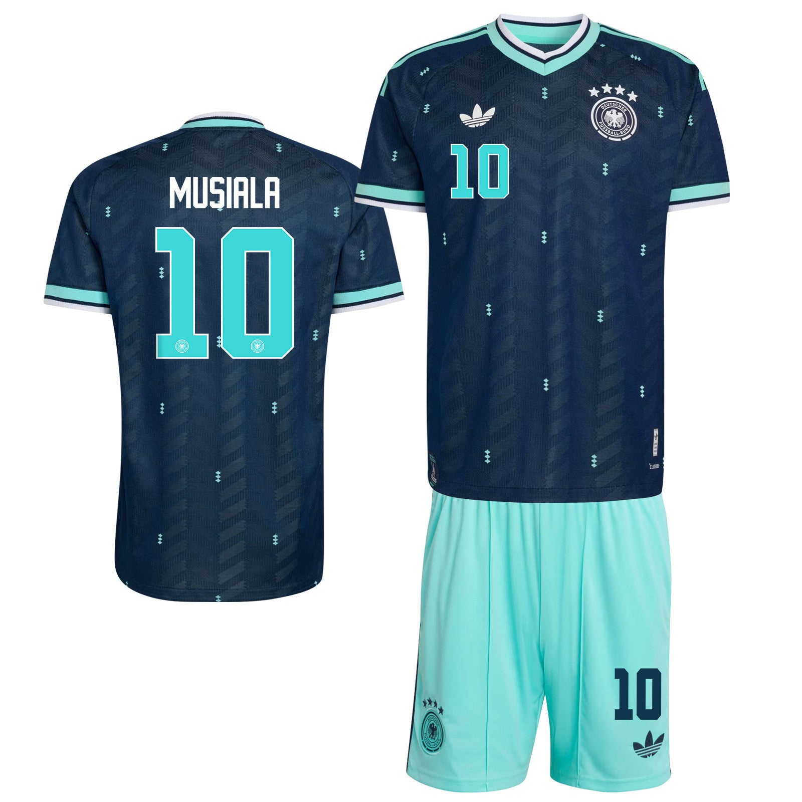 Jamal Musiala 10 Germany 2026 Away Men Jersey & Shorts Set – Navy & Aqua