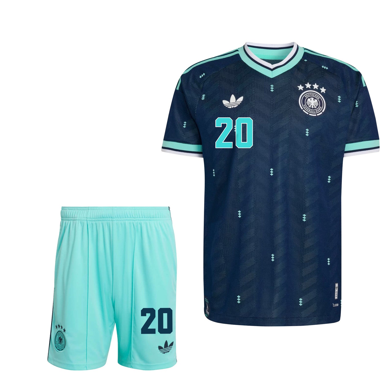 Serge Gnabry 20 Germany 2026 Away Men Jersey & Shorts Set – Navy & Aqua