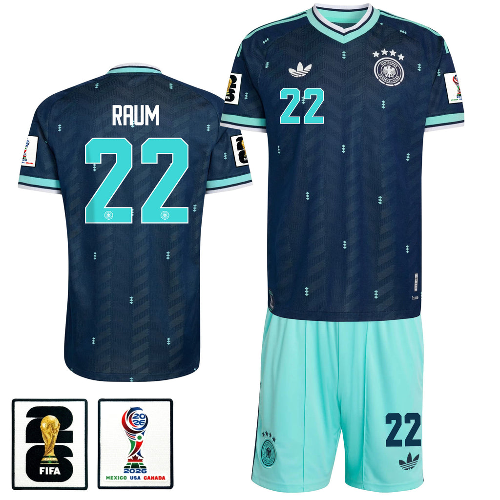 David Raum 22 Germany 2026 Away Men Jersey & Shorts Set – Navy & Aqua