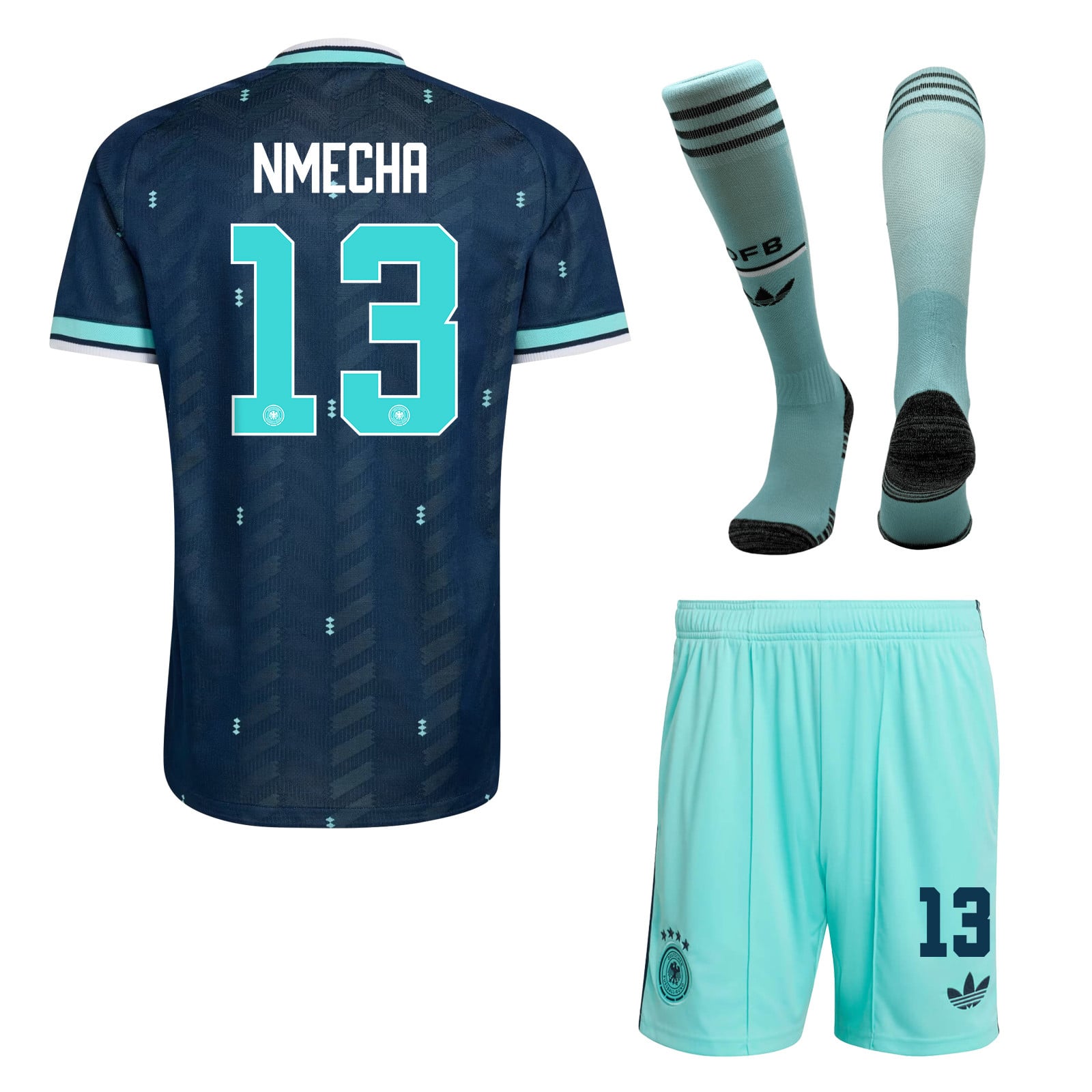 Felix Nmecha 13 Germany 2026 Away Men Kit Set – Navy & Aqua