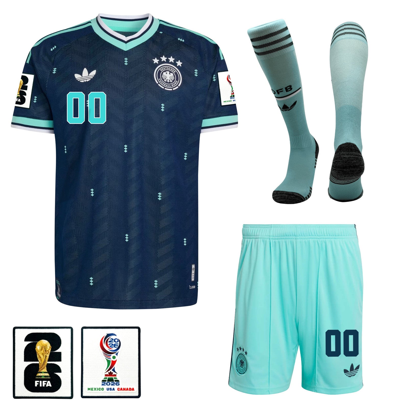Germany 2026 Away Men Kit Set – Personalized – Navy & Aqua